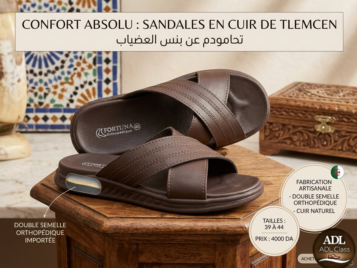 Sandales Double Semelle en Cuir véritable de Tlemcen