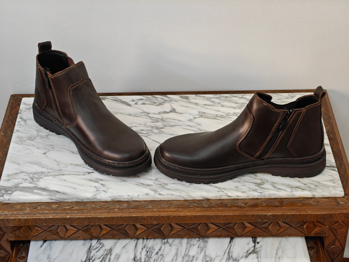 Boots Arrondis en Cuir Véritable de Tlemcen