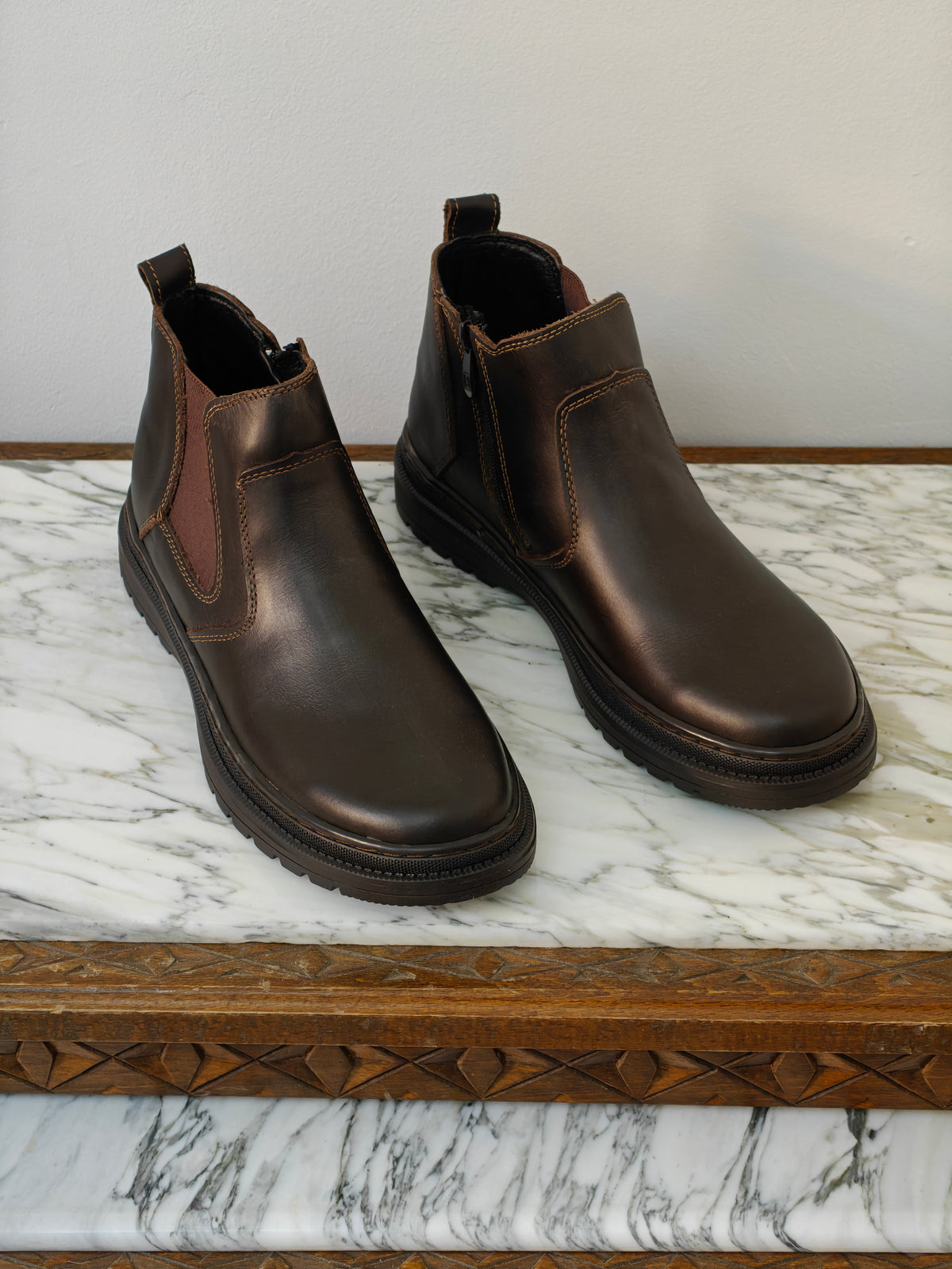Boots Arrondis en Cuir Véritable de Tlemcen