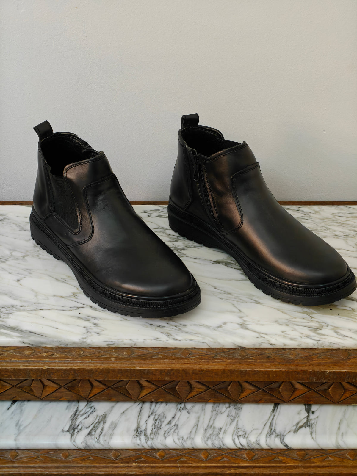 Boots Arrondis en Cuir Véritable de Tlemcen